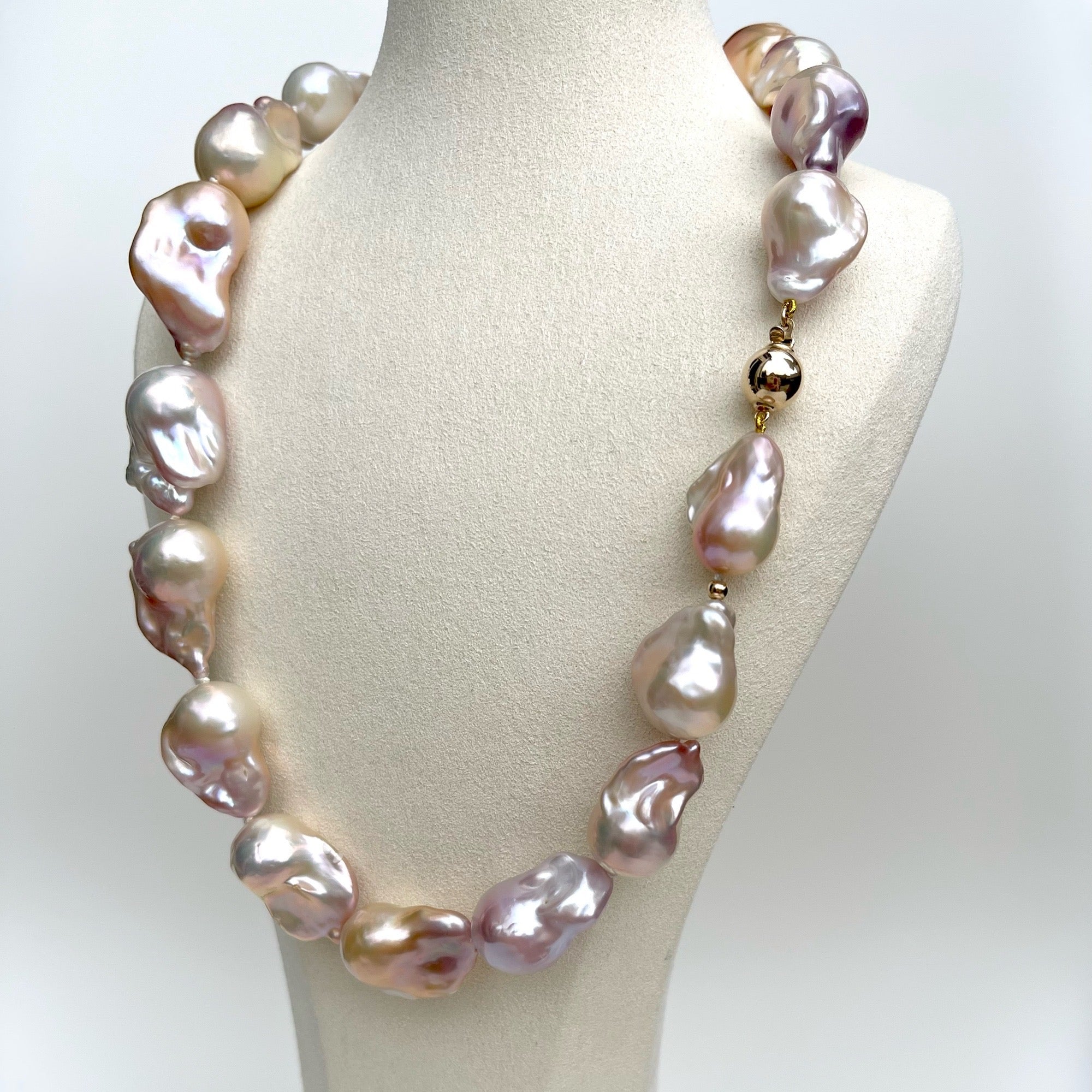 Large Baroque Pearl Necklace | Bold Statement | 14 Karat Gold